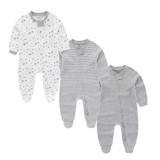 3-Pack Baby Rompers – Soft Cotton Jumpsuits for Boys & Girls