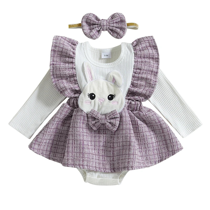 Baby Girls 2Pcs Ruffle Romper & Headband Set