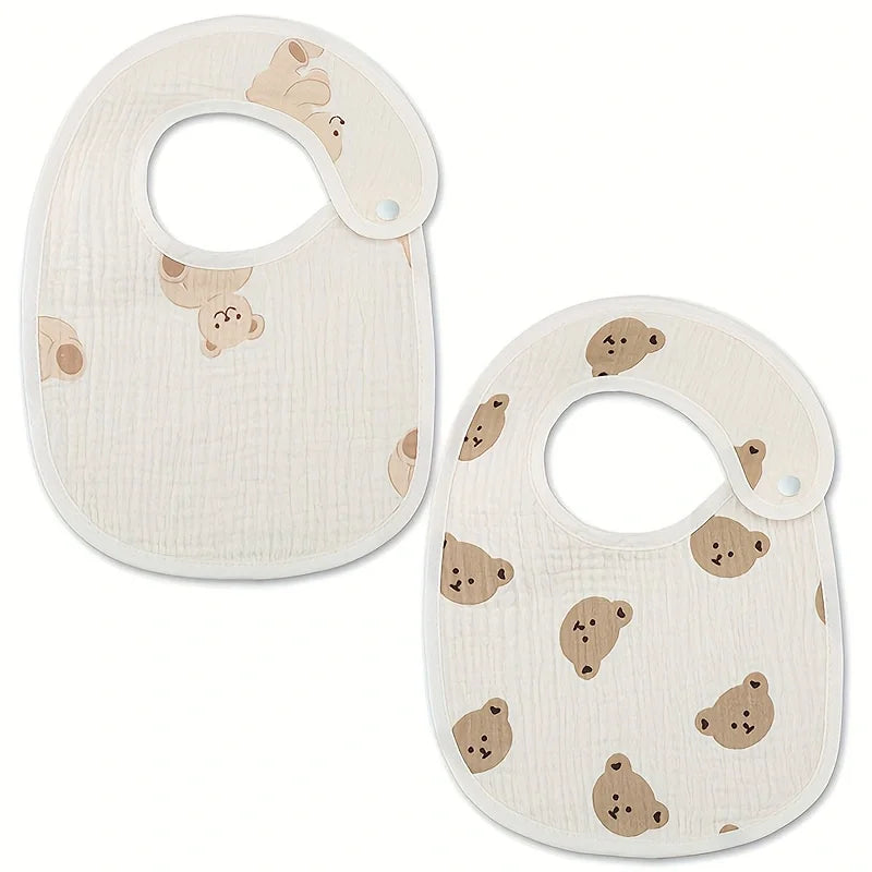 2pcs Baby Cotton Gauze Bibs – Waterproof & Breathable
