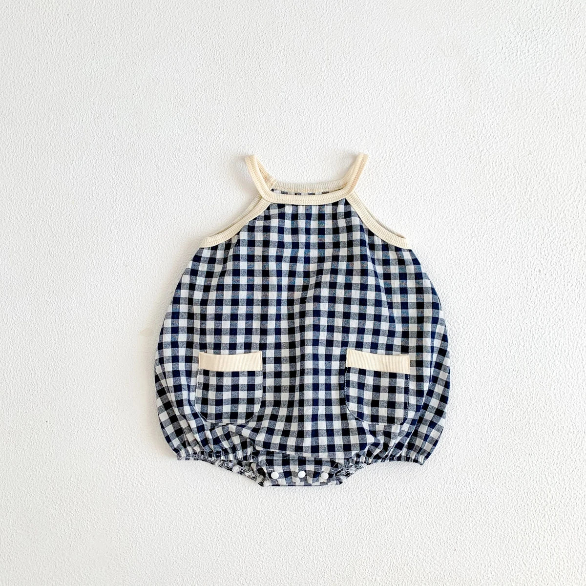 Baby Girl Summer Plaid Romper – Sleeveless One-Piece