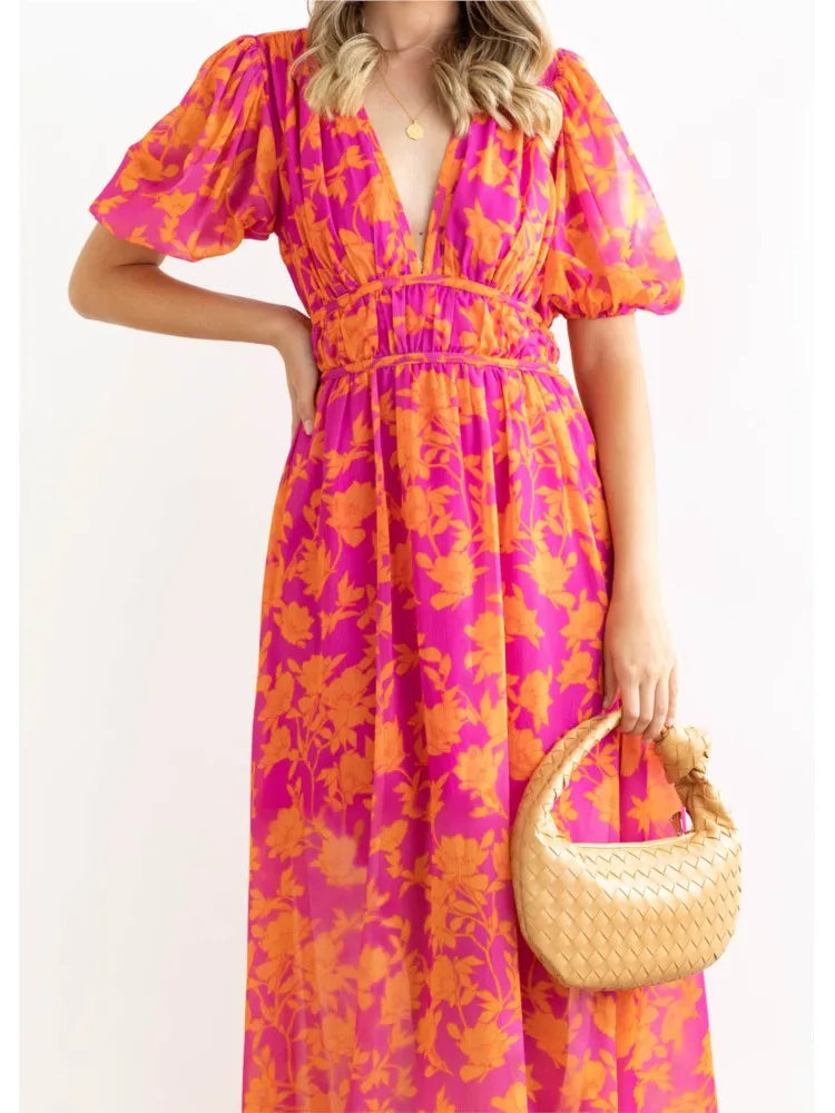 Boho Floral Print Maxi Dress – Spring/Summer Women’s Fashion