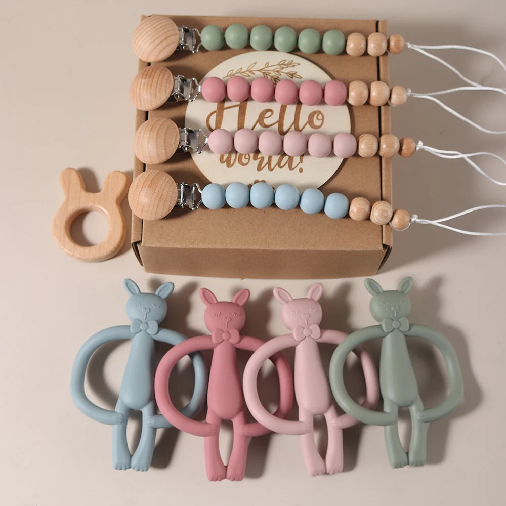 Newborn Growth Milestone Cards & Bunny Teether Gift Set