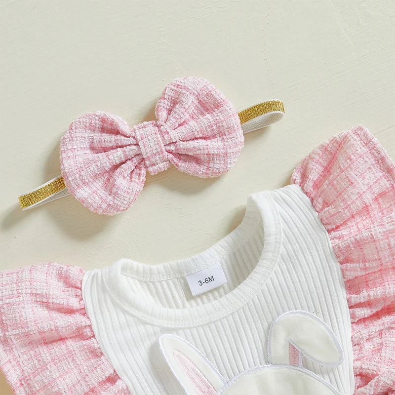 Baby Girls 2Pcs Ruffle Romper & Headband Set