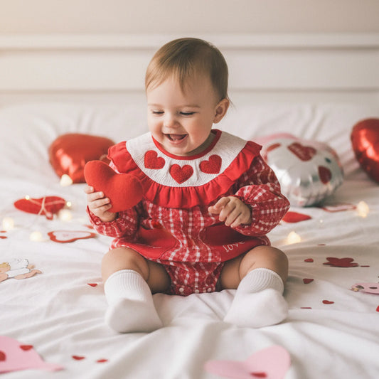 Long Sleeve Heart Embroidery Smocked Jumpsuit (0-18 Months)