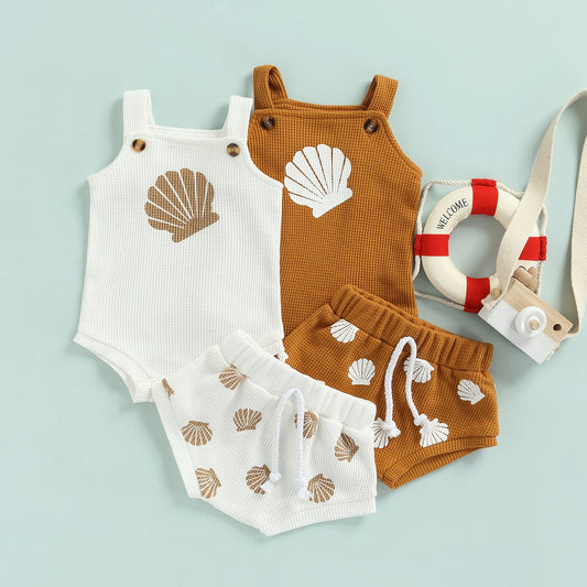 Infant Shell Print Romper & Shorts Set (0–18M)