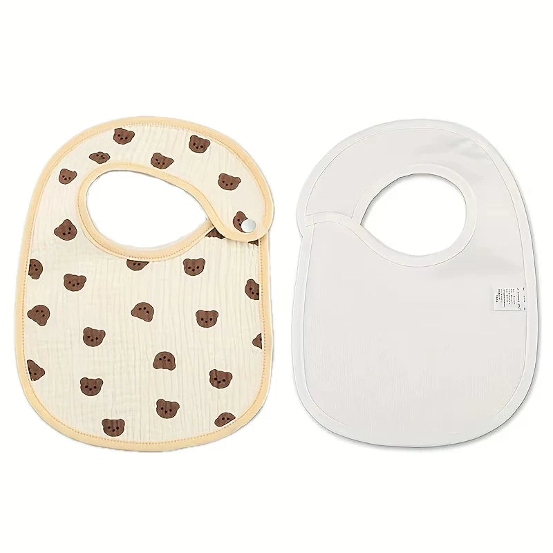 2pcs Baby Cotton Gauze Bibs – Waterproof & Breathable
