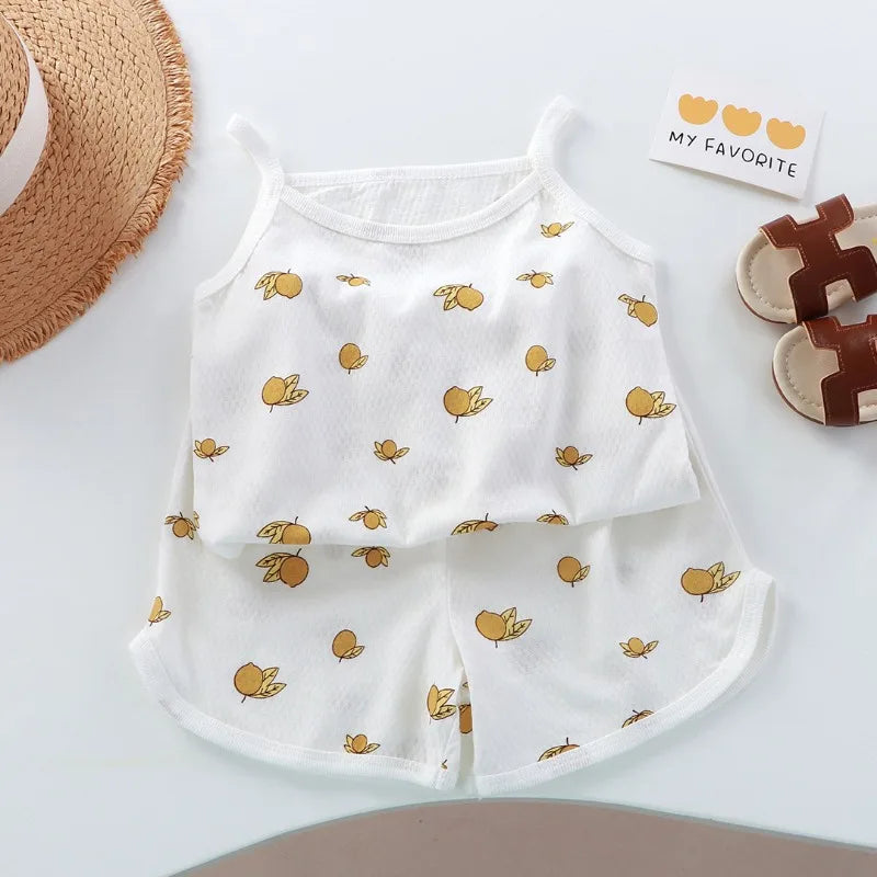 Girls Summer 2-Piece Clothing Set – Sleeveless Top & Shorts