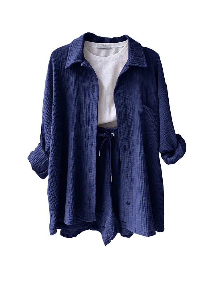 Summer Women’s Muslin Suit – Two-Piece Short Set