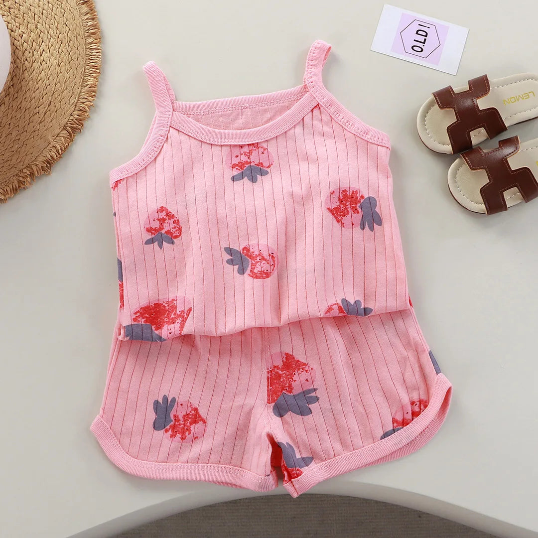 Girls Summer 2-Piece Clothing Set – Sleeveless Top & Shorts
