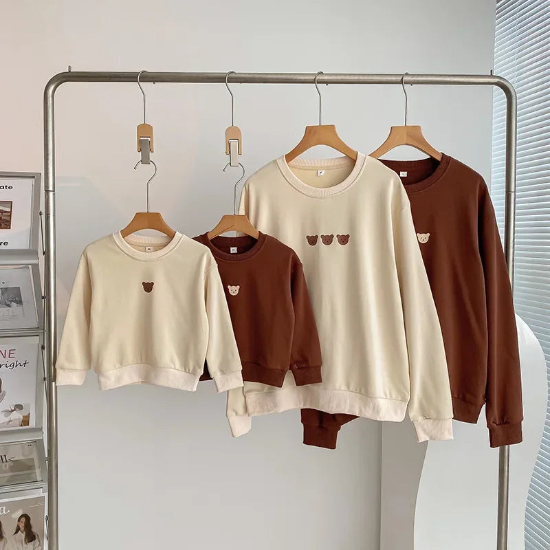 Cute Bear Printed Family Matching Sweatshirts & Baby Romper