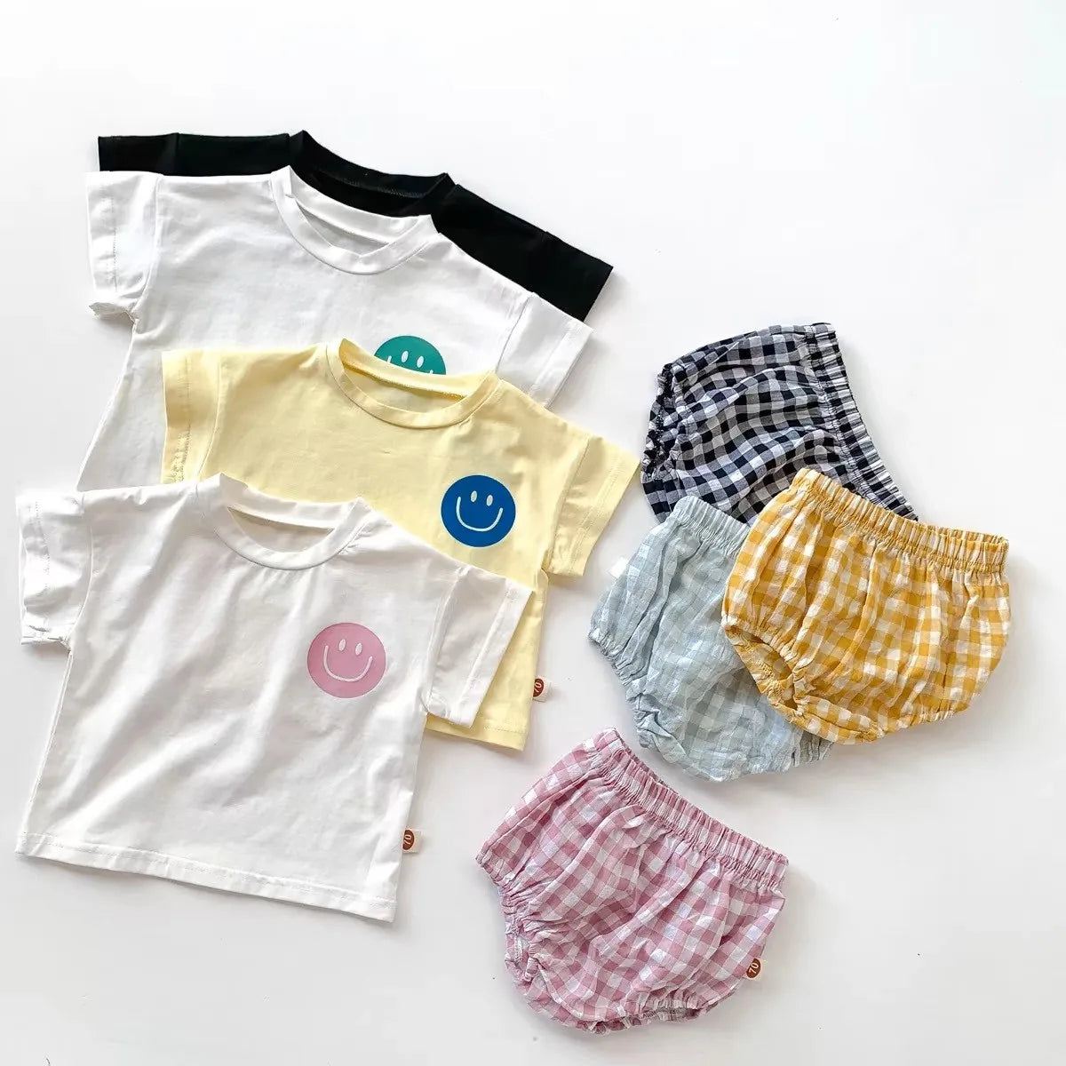 Toddler Boys & Girls Plaid Shorts Set (1–3 Years)