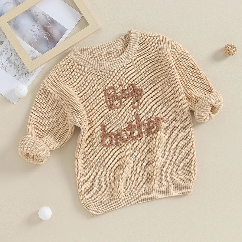 Cozy Letter Embroidery Sweater – Baby & Toddler Boys (12M–5Y)