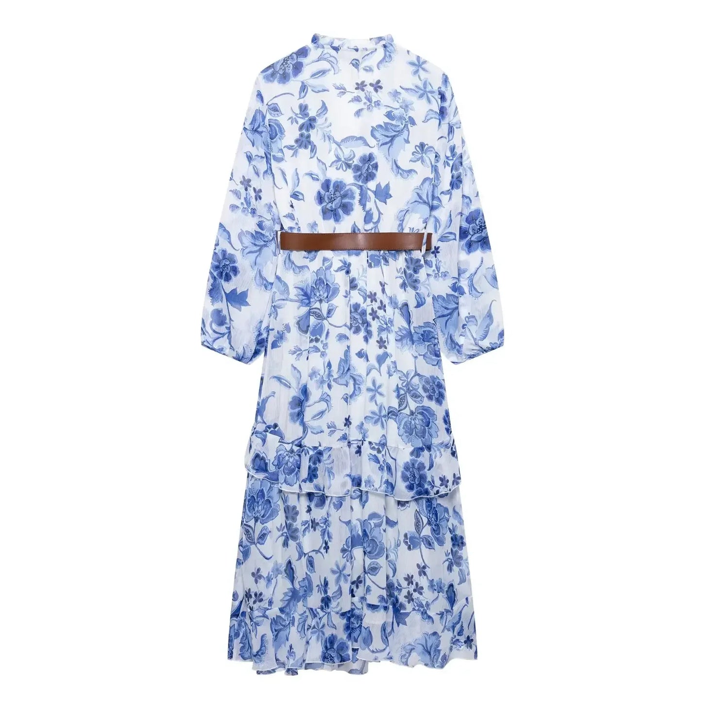 Summer Women’s Bohemian Blue Floral Print Midi Dress
