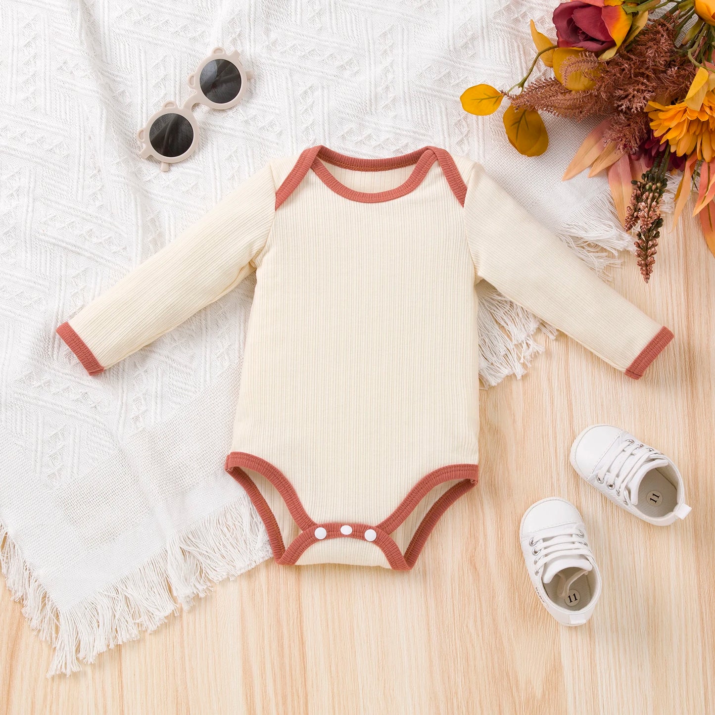 Newborn & Toddler Long Sleeve Romper – Soft Cotton Jumpsuit