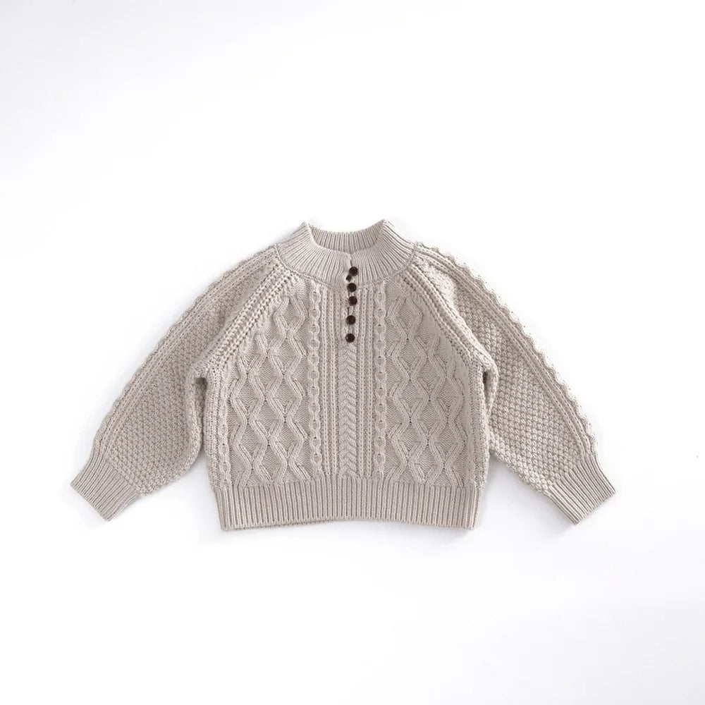 Cozy Cable Knit Sweater – Button Detail