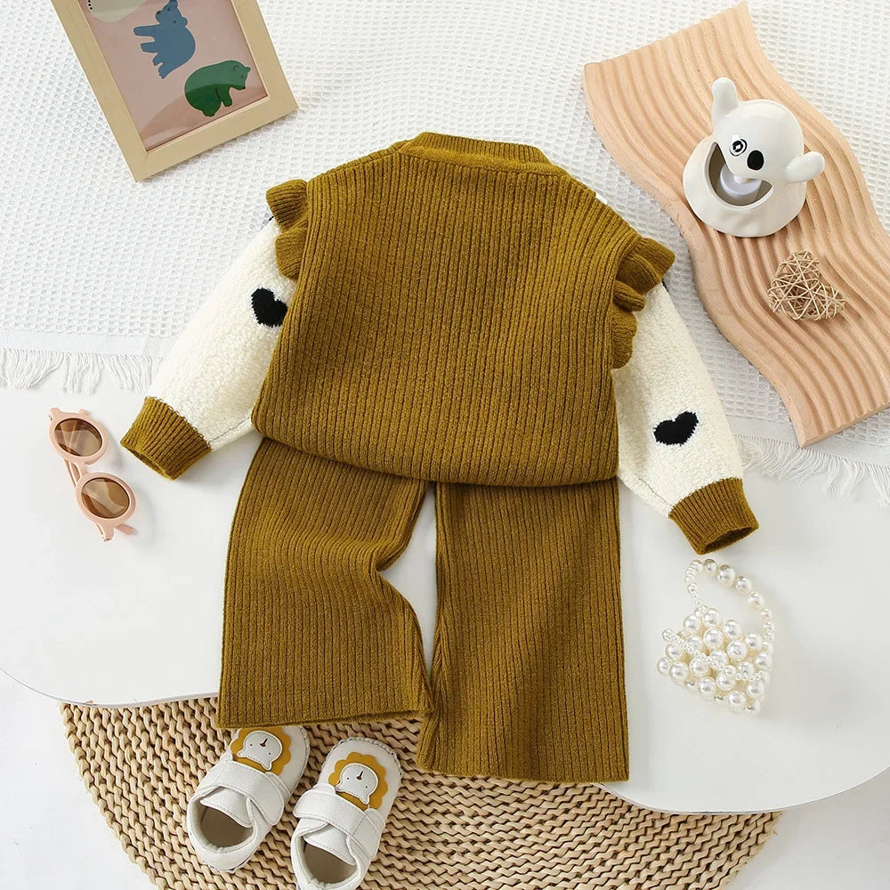 Children’s Knit Love Lace Top & Wide-Leg Pants Set