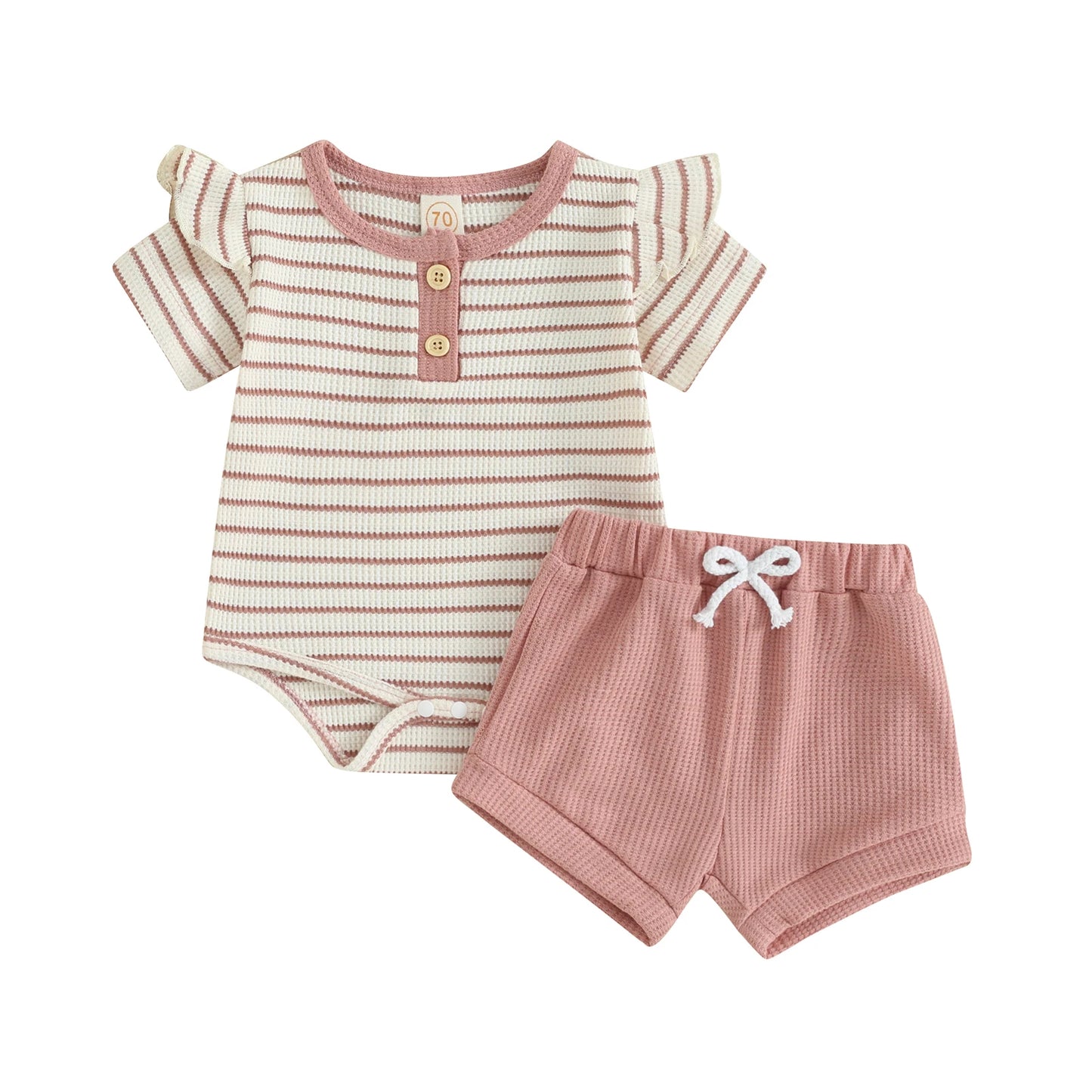 Baby Girls Shorts Set – Striped Romper & Shorts (2-Piece Outfit)