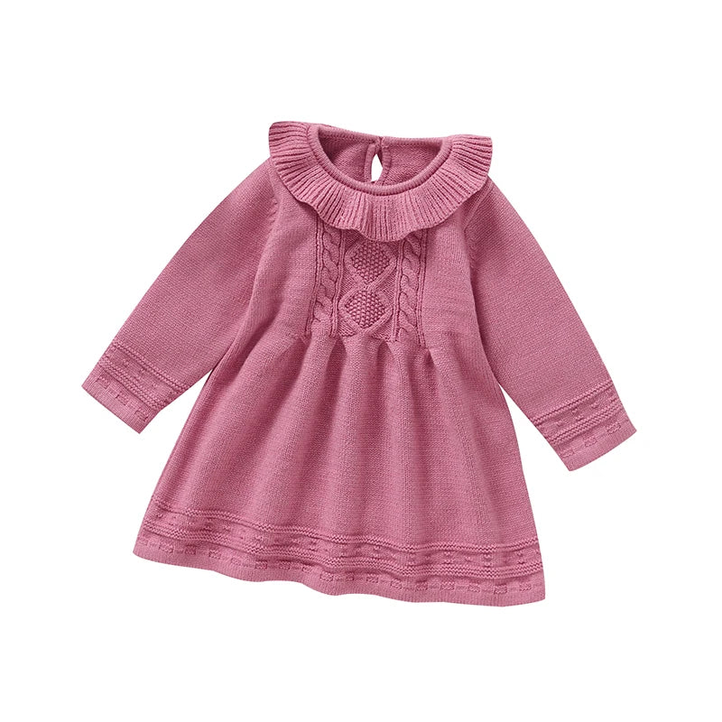 Solid Color Doll Collar Baby Girl Dress