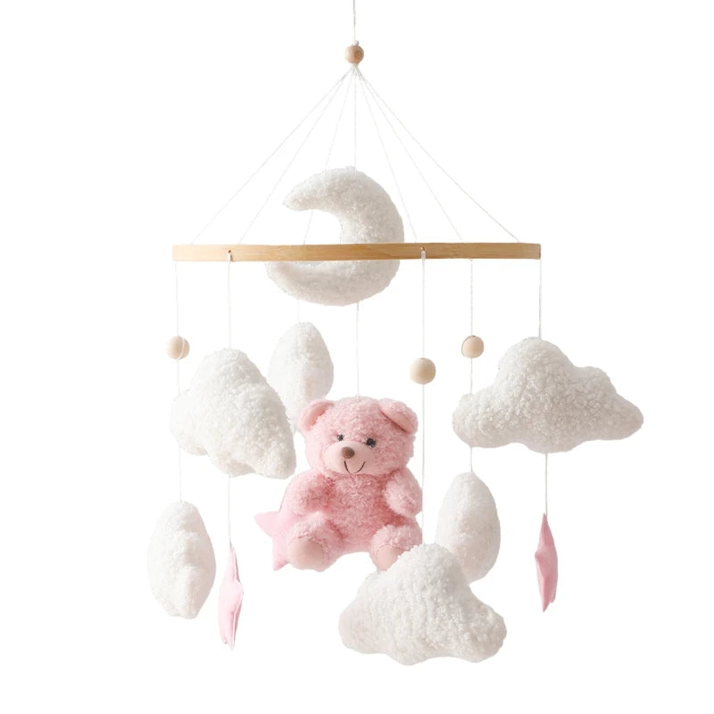 Baby Wooden Bed Bell Mobile – Lambhair Bear & Bunny Dolls