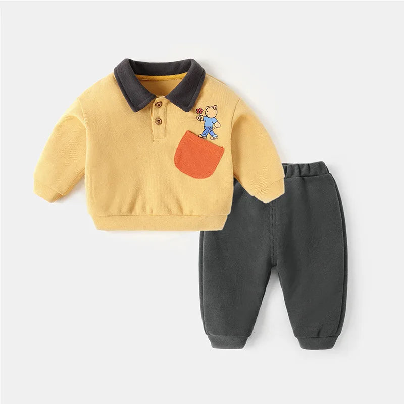 Baby Boys 2-Piece Sweatshirt & Pants Set – Autumn Cotton Outfit