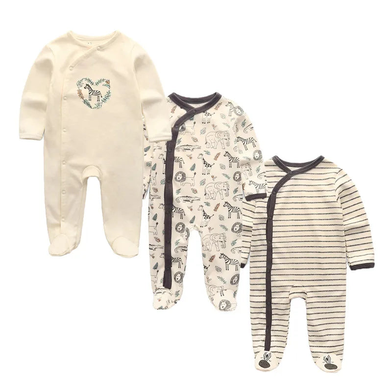 3 Pcs Baby Romper Set – 100% Cotton (Unisex)