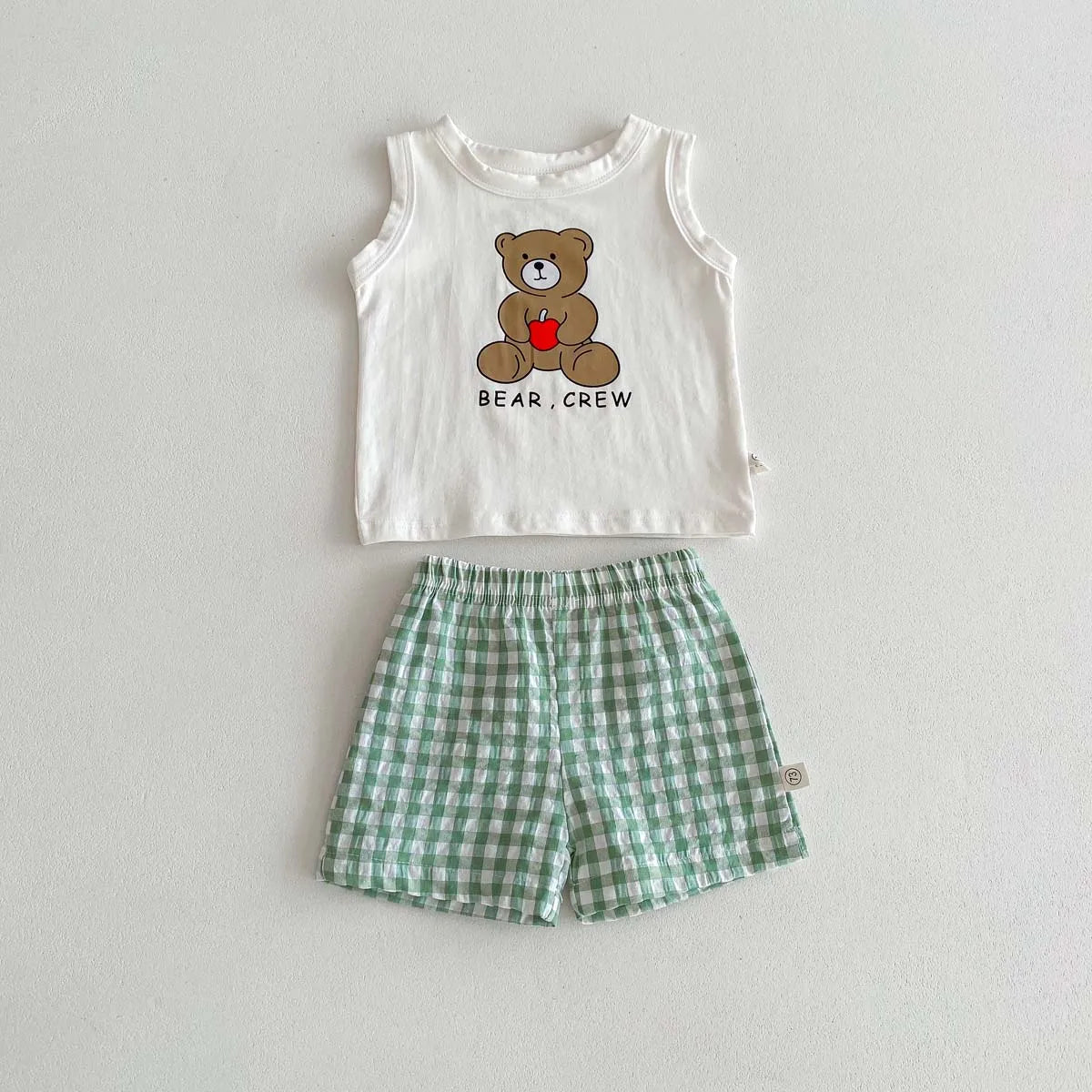 Unisex Baby & Toddler Summer Bear Print Outfit – Sleeveless Top & Shorts