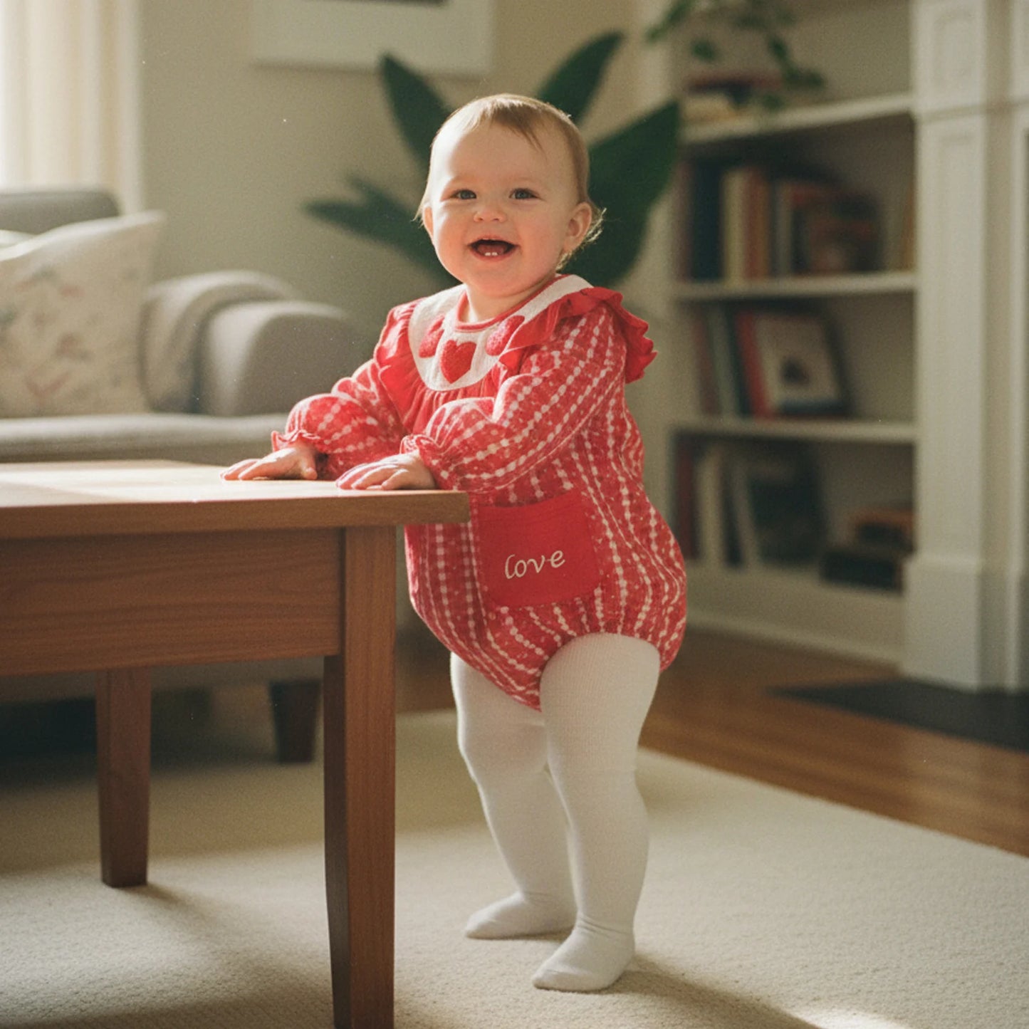 Long Sleeve Heart Embroidery Smocked Jumpsuit (0-18 Months)