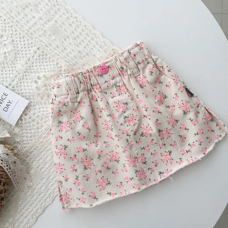 Pink Floral A-Line Skirt