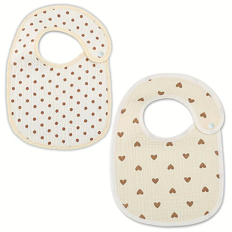 2pcs Baby Cotton Gauze Bibs – Waterproof & Breathable