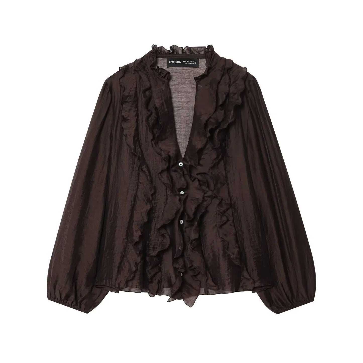 Autumn Chic V-Neck Ruffle Blouse