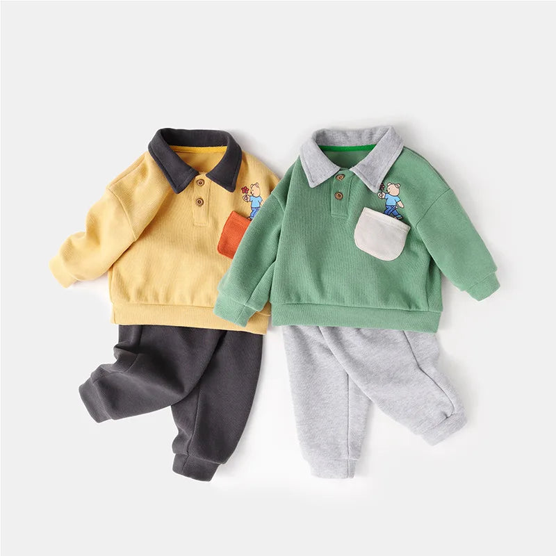 Baby Boys 2-Piece Sweatshirt & Pants Set – Autumn Cotton Outfit