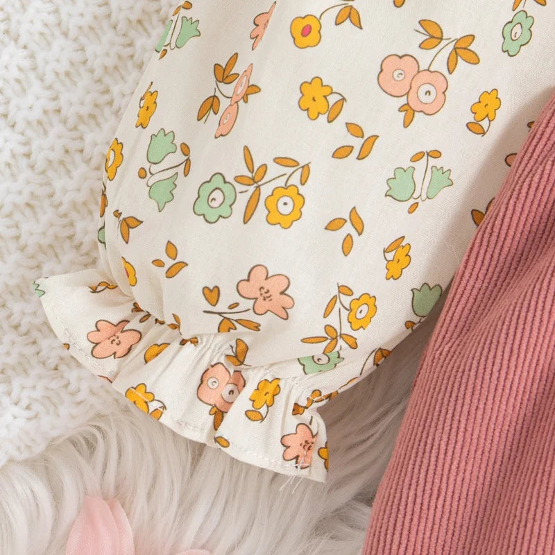 Spring & Autumn Floral Bow Dress – 9M to 3Y