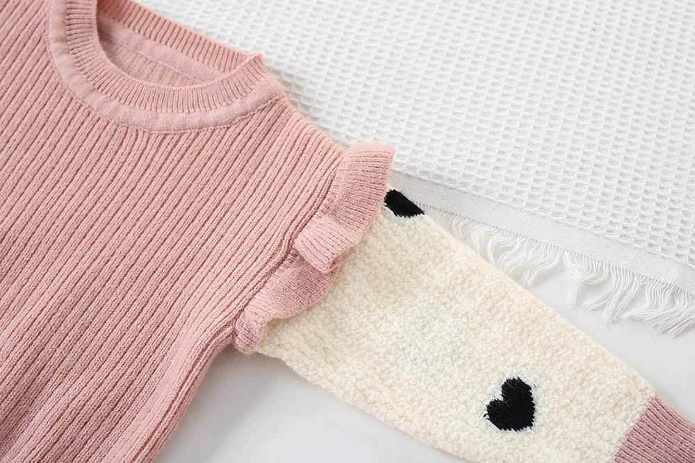 Children’s Knit Love Lace Top & Wide-Leg Pants Set