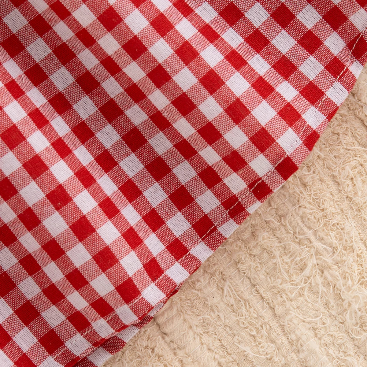 Girls Summer Red Plaid Strawberry Dress
