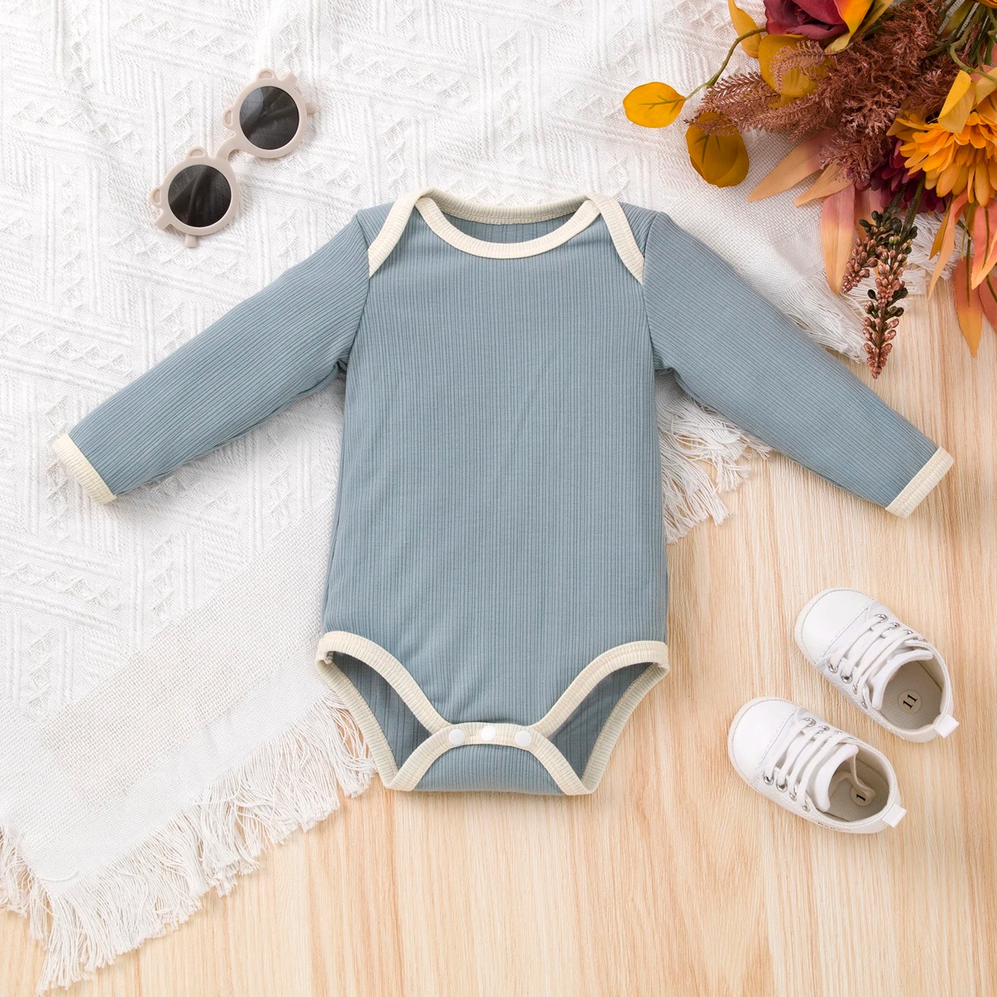 Newborn & Toddler Long Sleeve Romper – Soft Cotton Jumpsuit