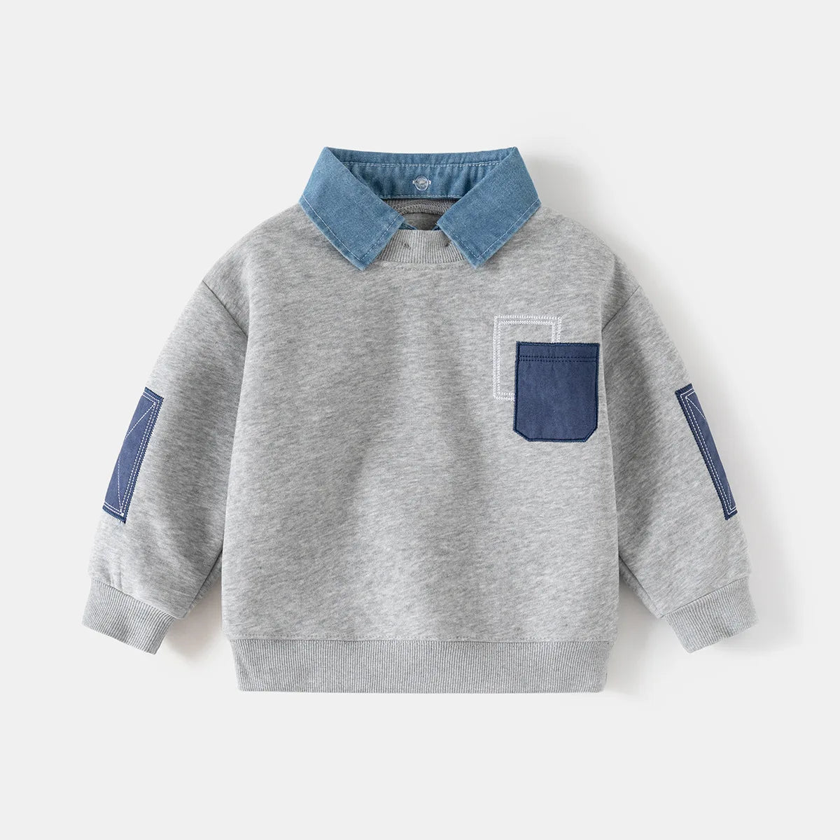 Boys Long Sleeve Patchwork Sweatshirt