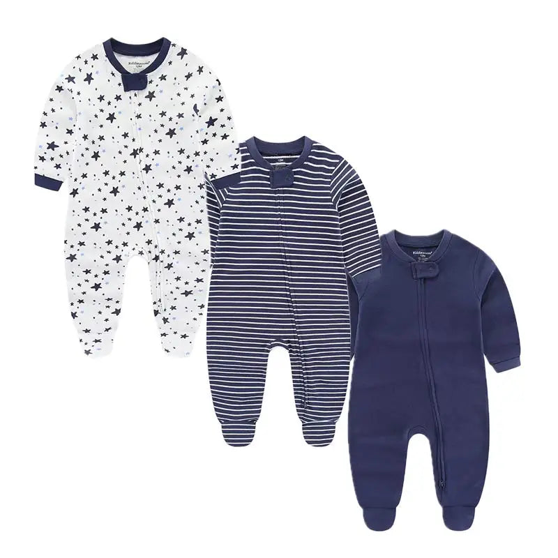 3-Pack Baby Rompers – Soft Cotton Jumpsuits for Boys & Girls