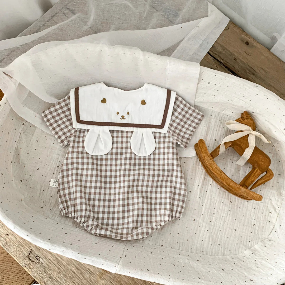 Plaid Bear Baby Bodysuit – Summer New Arrival