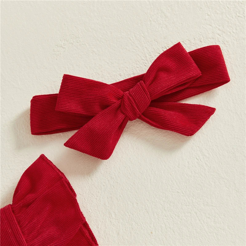 Baby Girl Christmas Romper Set with Hairband