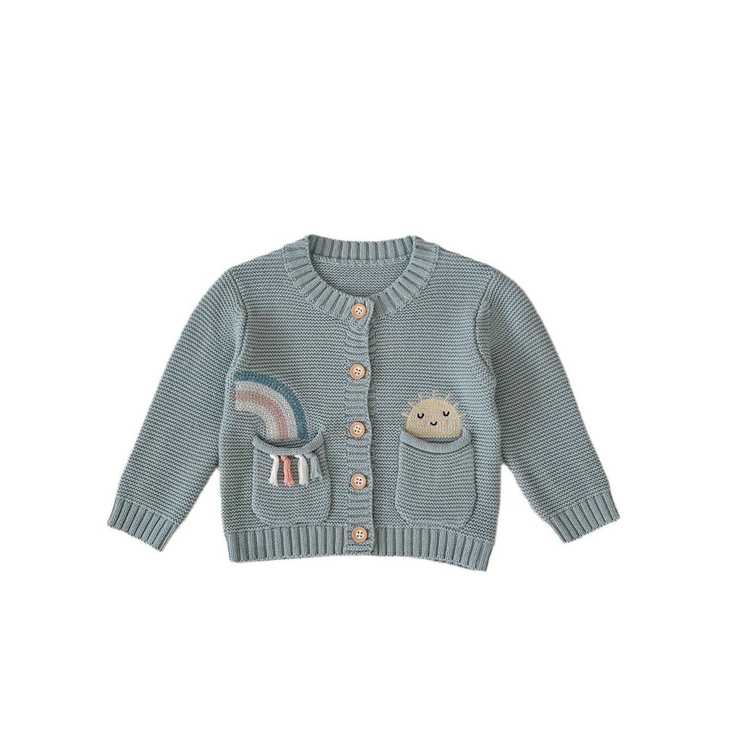 Infant & Toddler Girls’ Rainbow Embroidered Cotton Knit Cardigan