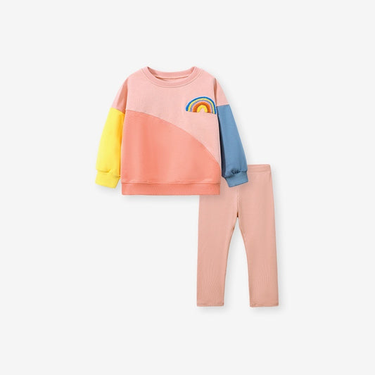 Girls’ Embroidered Cotton Outfit – 2-Piece Top & Pants Set