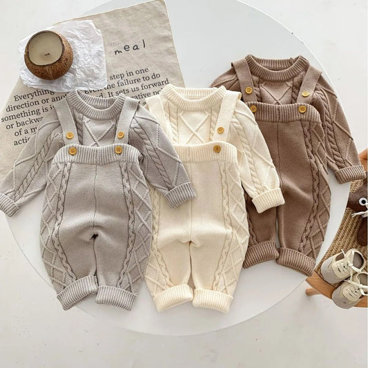 Baby Autumn & Winter Knitted Sweater or Jumpsuit – Neutral Unisex Style