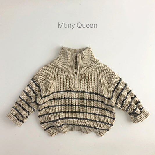 Autumn And Winter Kids' Top Baby Boy And Baby Girl Half Zipper Pullover Sweater