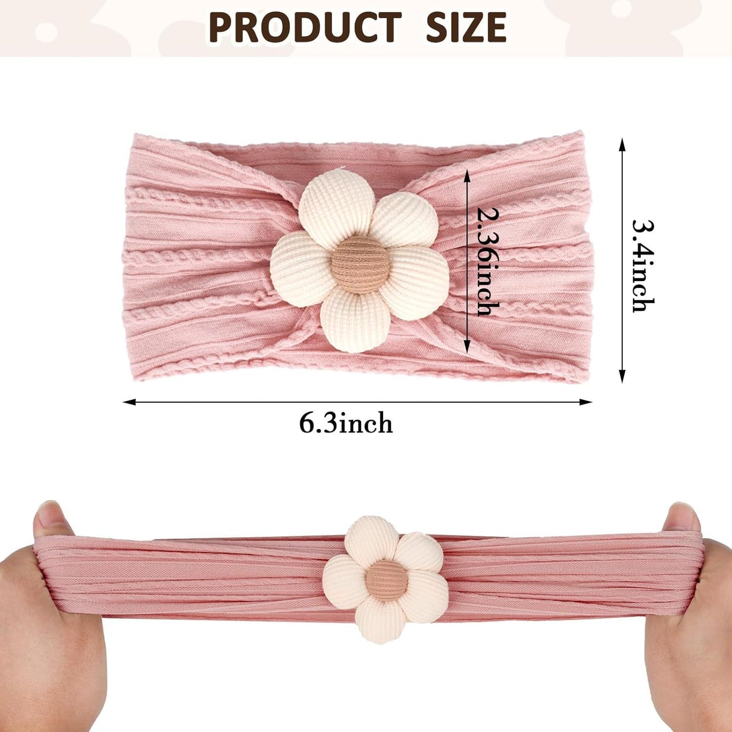 Soft Nylon Baby Girl Headband – Floral Elastic Turban for Newborns & Toddlers