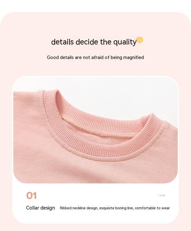 Girls’ Embroidered Cotton Outfit – 2-Piece Top & Pants Set