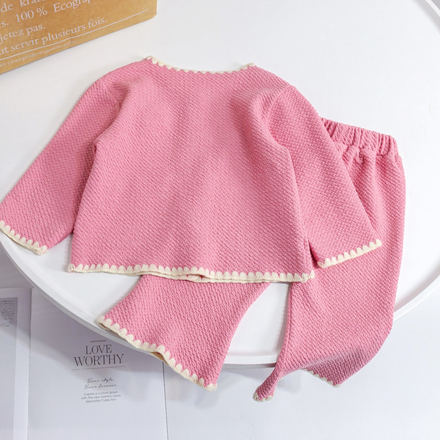 Girls’ Spring & Autumn Cotton Two-Piece Set – Long Sleeve Top and Pants