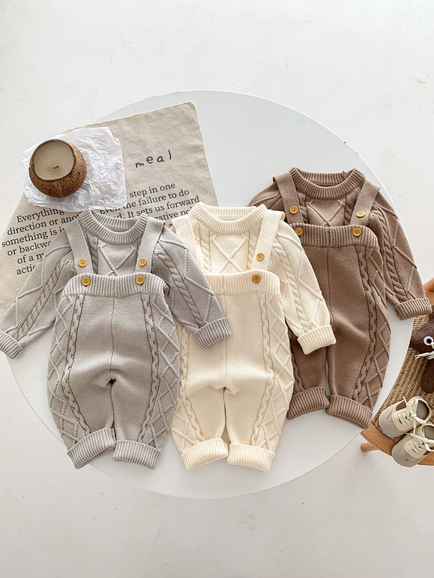 Baby Autumn & Winter Knitted Sweater or Jumpsuit – Neutral Unisex Style